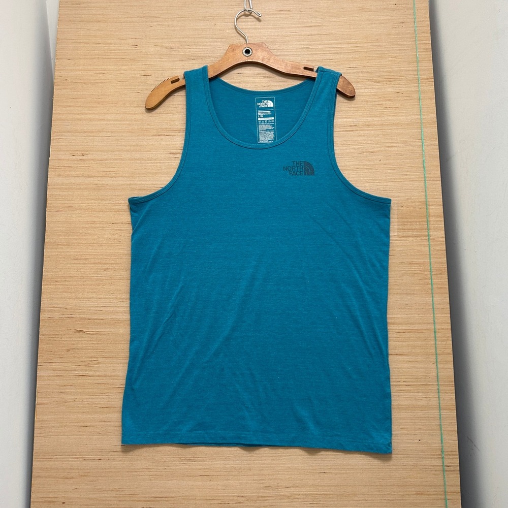 The North Face Mens Teal Heather Graphic Tank Top Large Standard Fit 7117